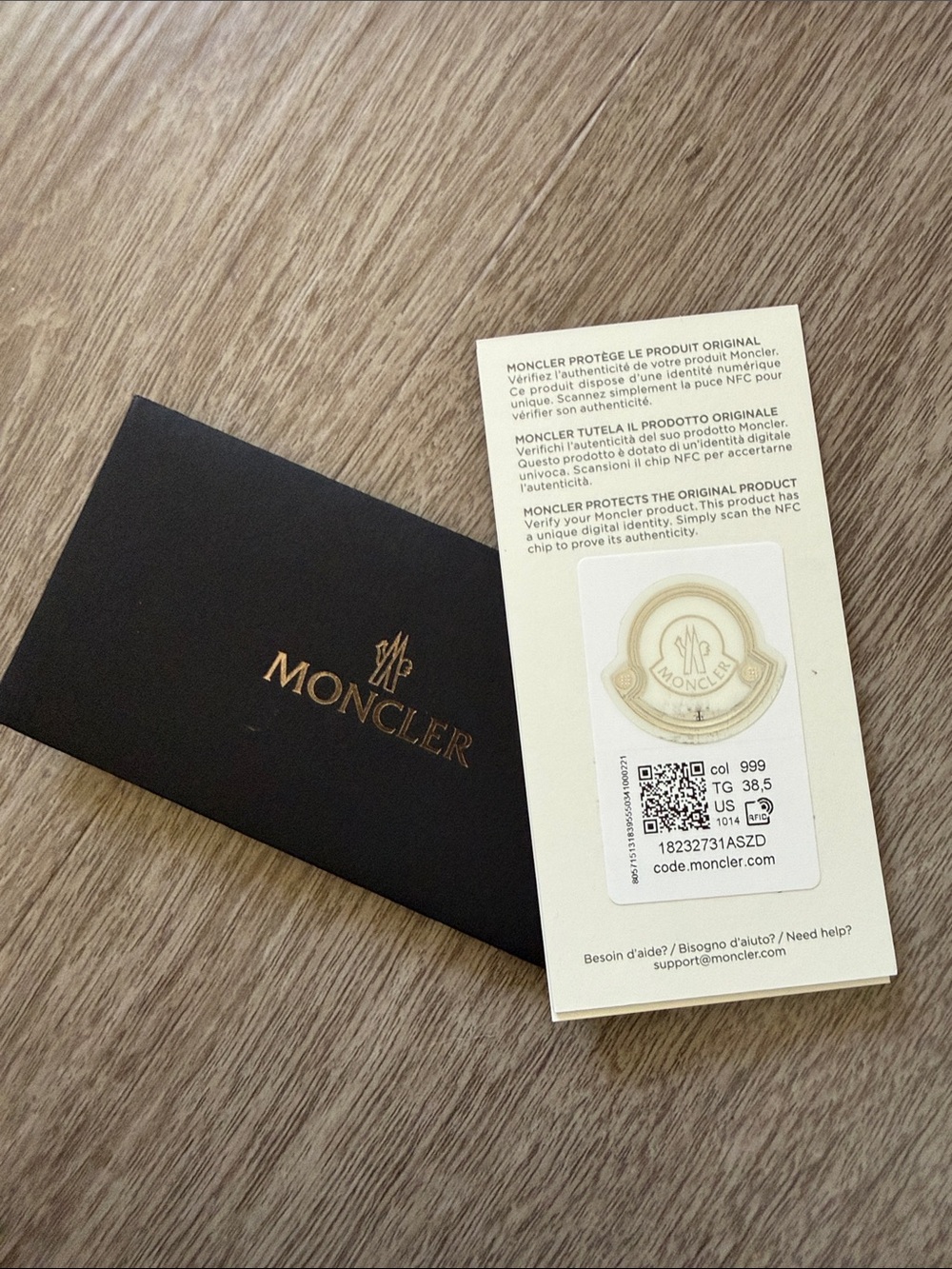 NIB- Authentic Moncler Sneakers Authenticity Card, Dust Bags- Lunarove Size 8.5 - Picture 11 of 11
